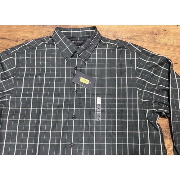 Roundtree & Yorke Button Down Shirt Mens XL Long Sleeve 80s Two-Ply Fabric, Grey - Picture 4 of 13